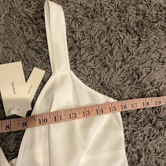 Vince. NEW Pleated Jumpsuit In Optic White V-Neck Sleeveless Size 8  $395.00 - Picture 14 of 16